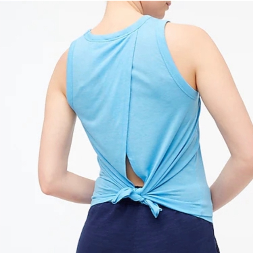 J. Crew size L blue tank top open back comfy loose workout shirt cotton blend